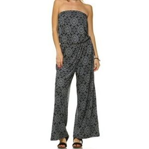 Marcelle Marguax Black & White Batik Print Sleeveless Wide Leg Jumpsuit Size 2X